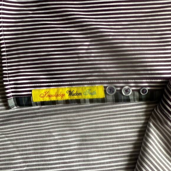 Robert Graham X Striped Button Down Flip Cuff Dress Shirt Cotton Purple Mens 3XL - Picture 12 of 16